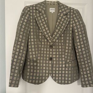Armani Collezioni Olive & Beige Checked Tailored Blazer